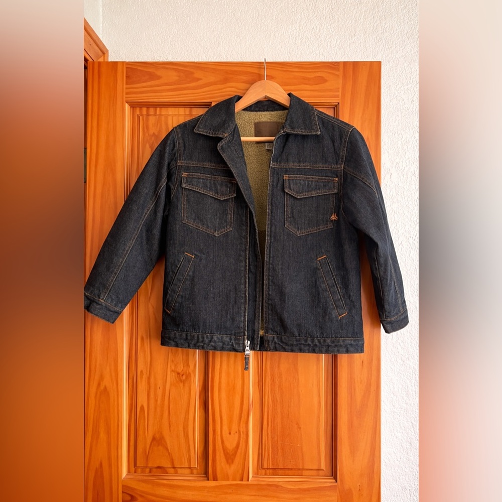 Kids Dark Denim Jacket with Sherpa Lining